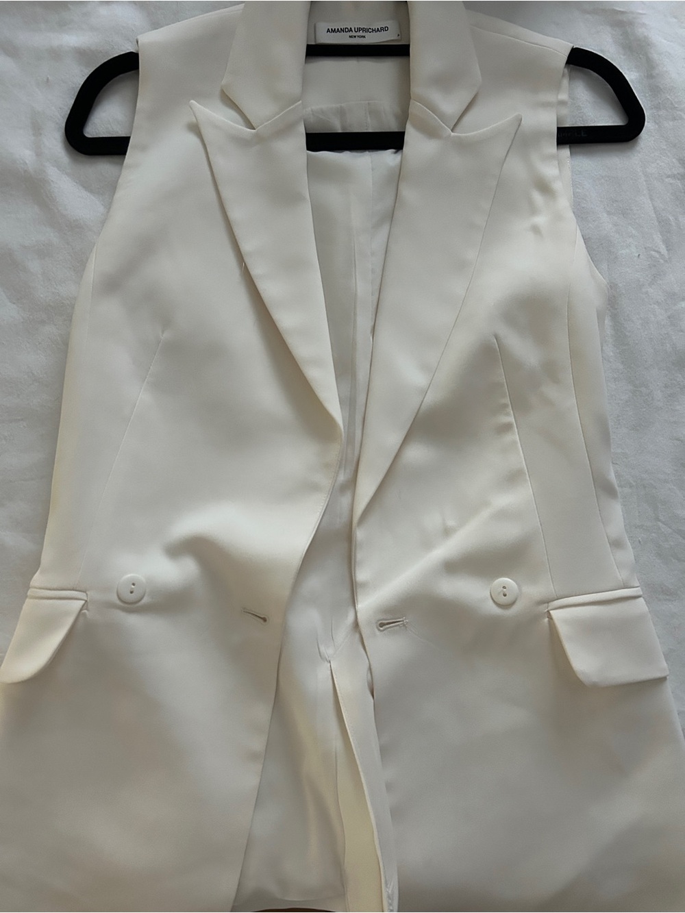 Amanda Uprichard White Sleeveless Tailored Blazer Vest